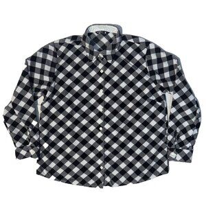 Lee Riders Black & White Plaid Fleece Flannel Shirt - L Outdoors